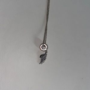 MAJESTIC FEATHER Genuine PANDORA Silver/Clear CZ Stones DANGLE Charm/Bead NEW